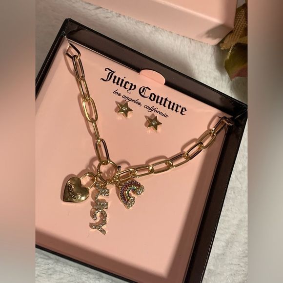 NEW JUICY COUTURE EARRINGS NECKLACE SET - Picture 5 of 5